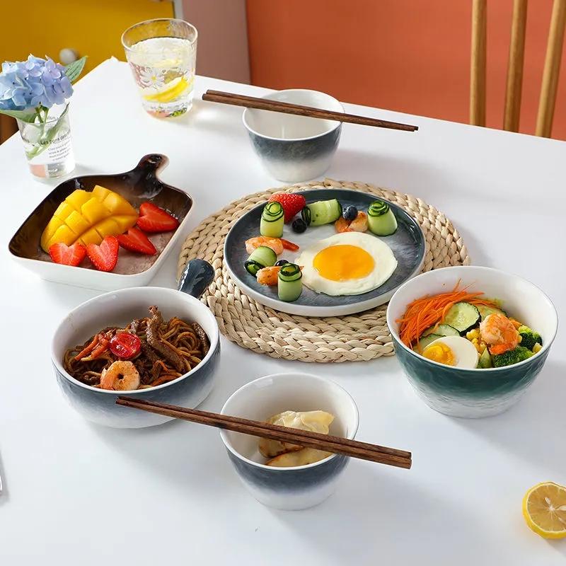 Nordic Ceramics One-person Dishware Set Household Combination Dishes and Chopsticks Creative Tableware