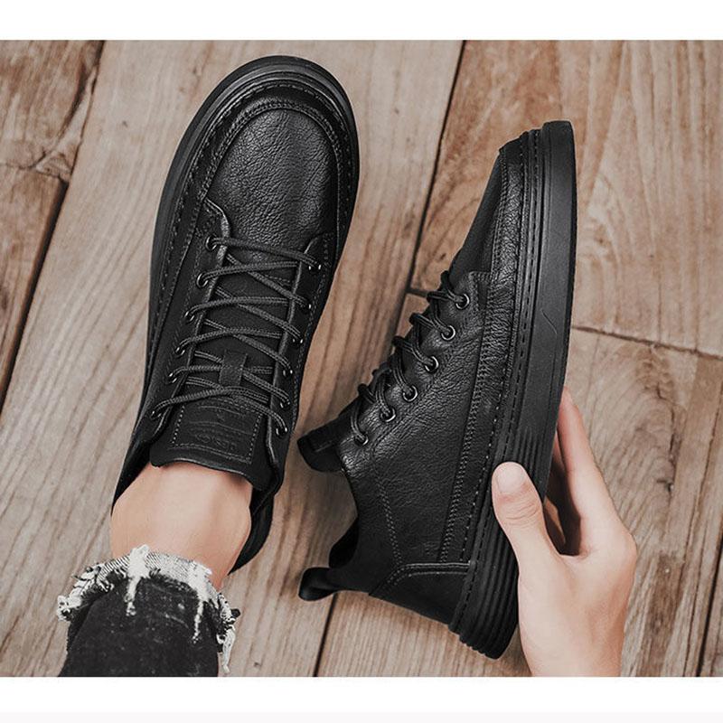 Men's Shoes Spring and Summer Sports and Leisure Shoes British Casual Black Leather Shoes Trend All-match Men's Comfortable Sneakers
