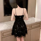 Women Summer Fringe Sequins Evening Club Halter Dress Vintage Unusual Beach Dress Mesh Slim Backless Short Night Party Dress