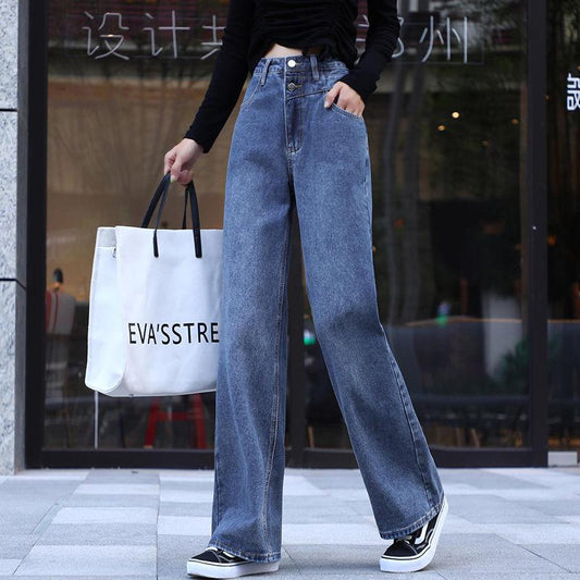 High Waist Vintage Flare Pants Women Slim Wide Leg Ladies Jeans Femme Loose Denim Trouser