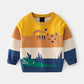 Sweaters Children's Clothing Boys Double-layer Sweater Autumn Boy Abstract Animal Jacquard Handsome Bottoming Cotton Sweater