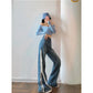 Double Side Zipper Wide-leg Jeans Women's Loose Straight-leg Mopping Flared Trousers with A Sense of Niche High Street Pants