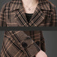 Woolen Coat Women's Mid-length Autumn and Winter Long Over-the-knee Thickened Warm Houndstooth Plaid Woolen Coat