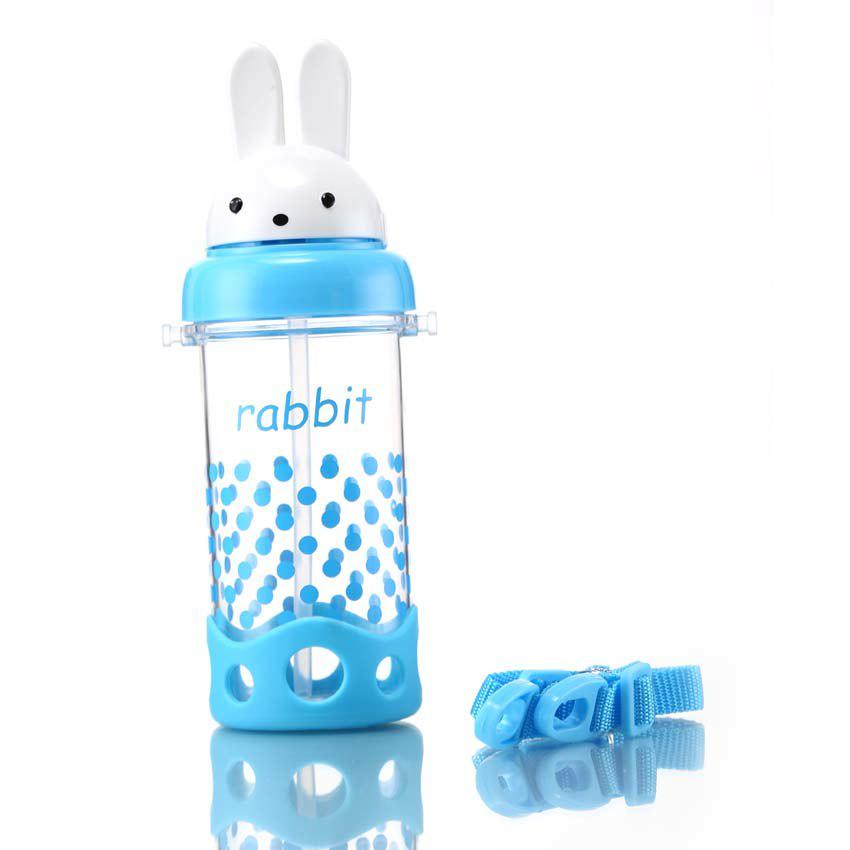 Wtempo High Quality 400ml Cartoon Kid Drinking Cup Straw Portable Rope Bpa Free Pp Children Feeding