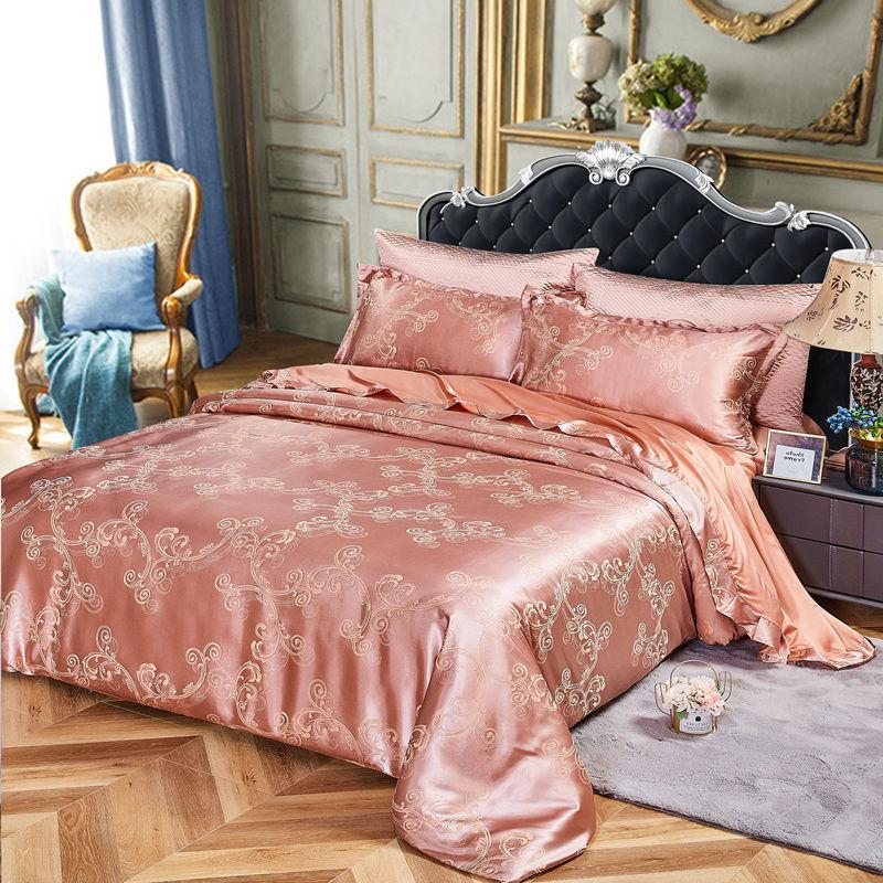 Bed Four-piece European Satin Jacquard Four-piece Set 1.5 Meters 1.8 Meters 2.0 M High Noble Temperament Double Bed Set