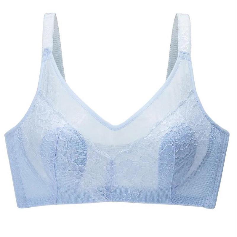 Summer Ultra-thin Sexy Lace No Steel Ring No Sponge Gathering Anti-sagging Breathable Skin-friendly Women's Underwear Bra