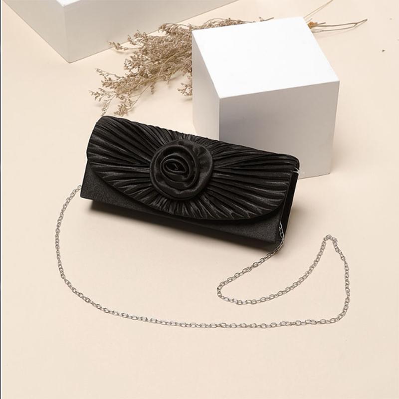 Ladies Elegance Luxury Clutch Bag Shoulder Bag Pleated Satin Wedding Evening Banquet