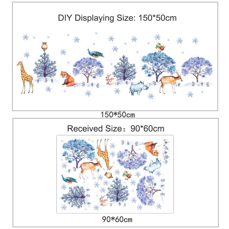 New Cartoon Animal Snow Forest Christmas Tree Decoration Wall Stickers For Kids Room Living Room Art