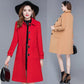 Autumn Winter Coat Jacket  Women Overcoat Wool Coat Long Green Slim Blend Clothes Outerwear