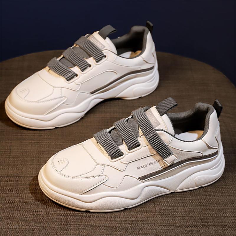 Little White Shoes Women's All-match Sports and Leisure Board Shoes Ins Velcro Thick Bottom Platform Student Shoes