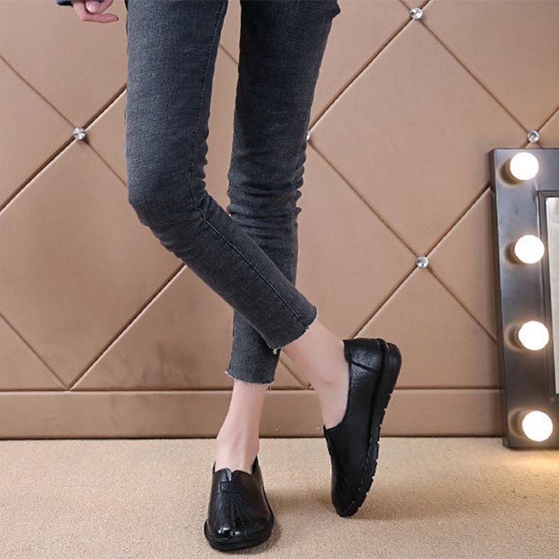 Single Shoes Women's Flat Bottom Spring and Autumn New Peas Shoes Shallow Mouth Grandma Shoes Wild Korean Student Work Shoes Mother Shoes