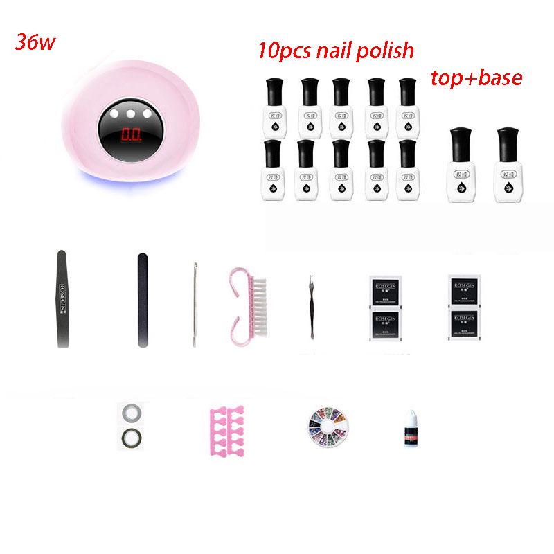 Manicure Set 36W LED UV lamp dryer set Gel Nail Polish Set Nail Art Manicure tool Set nail dryer kit