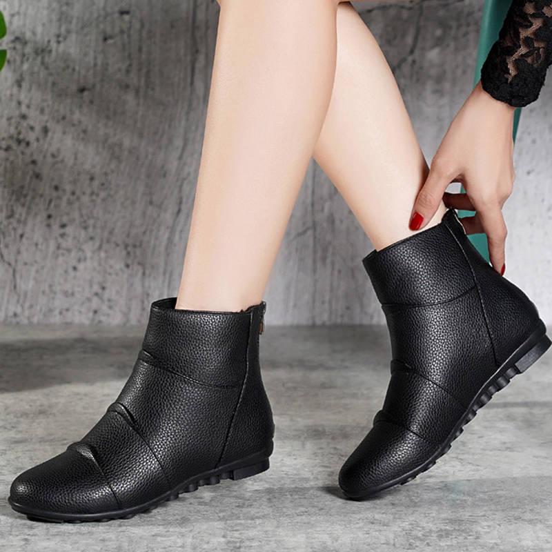 Women Shoes Soft Bottom Martin Boots Female Zipper Boots Women's Low Shoes School Wind 2019