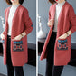 Spring and Autumn Mid-length Knitted Sweater Cardigan Loose All-match Jacket Simple Embroidered Female Jacket