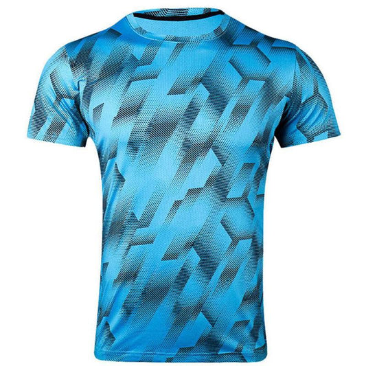 Sports Shirts Geometric Print T-shirt Breathable Casual Quick Dry Running Tees Half Sleeves High Elastic Top Men Clothing Summer