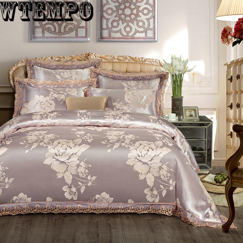 Four-piece cotton lace quilt cover sheets home bedroom bedding set European jacquard cotton