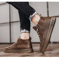 Spring Men's Shoes High Top Casual Leather Shoes Men's Work Waterproof Skid Plate Shoes All Match Sneakers Breathable Soft Sole Zipper Shoes