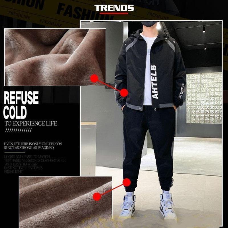 Plus Velvet Thickened Autumn and Winter Men's Suits Spring Fashion Youth Sports and Leisure Suits