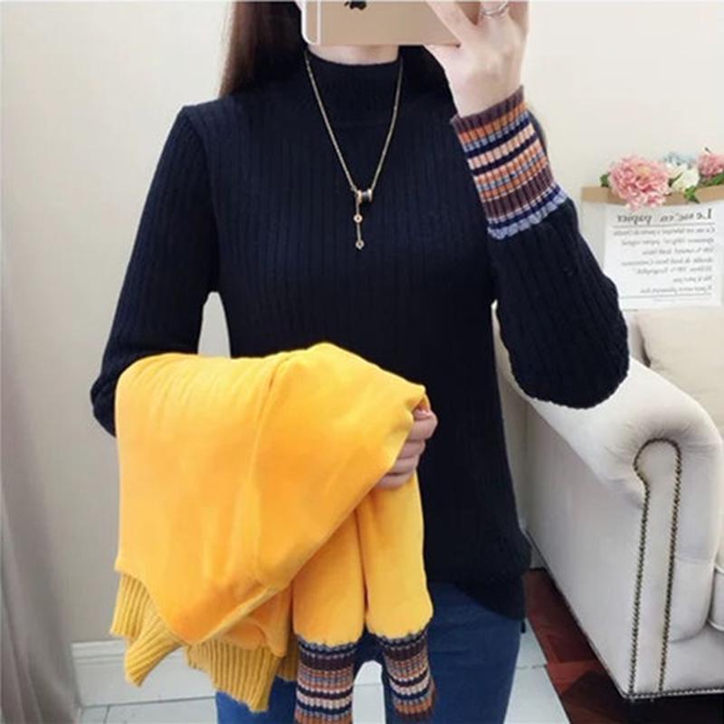 Thicken Plus Velvet Tops Cold-proof Turtleneck Sweater Female Autumn and Winter Warm Knit Sweater
