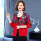 Autumn Winter Women's Knitted Cardigan Sweater V-neck Printing  Sweater Coat