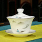 Ceramic Mutton Jade Tea Set Set High White Porcelain Hand-painted Simple Gold-painted Three-caps Tea Bowl Home Office