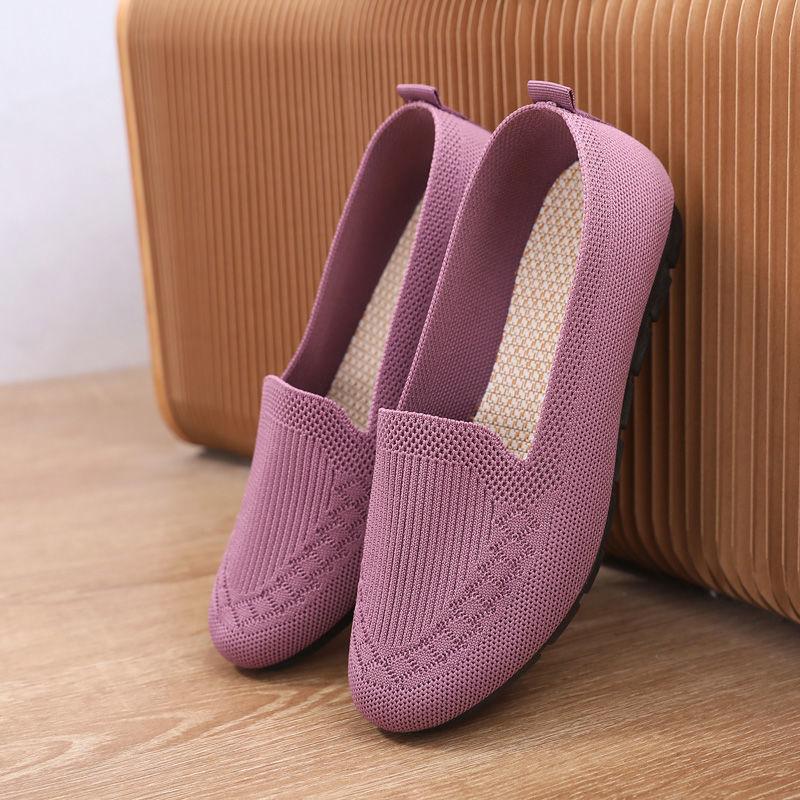 Soft-soled Non-slip Single Shoes for The Elderly Breathable Flying Woven Mesh Shoes Casual Versatile Middle-aged and Elderly Shoes