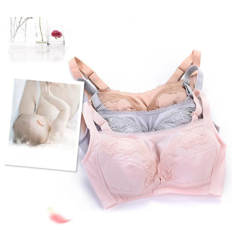 Women's Nursing Underwear Comfortable Large Size Open Button Front Bra Maternity Bra Thin Cotton Lace Comfortable Brassiere No Steel Ring Underwear