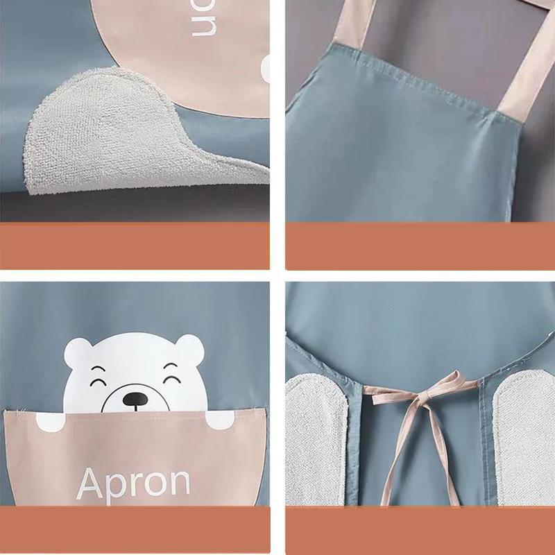 Hand-wiping Apron Female Household Waterproof and Oil-proof Apron Working Kitchen Adult Apron Men's Kitchen Cleaning Utensils