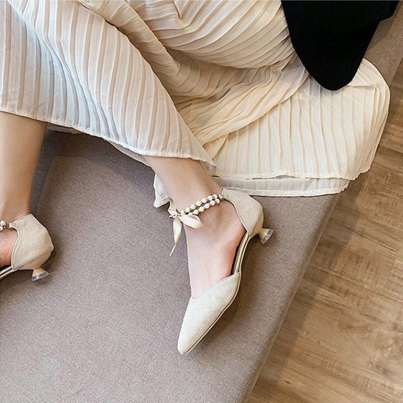 High Heels Female Stiletto Hollow Shoes Pointed Toe Spring and Summer All-match French Style Small High Heel Sandals Lace-up Single Shoes