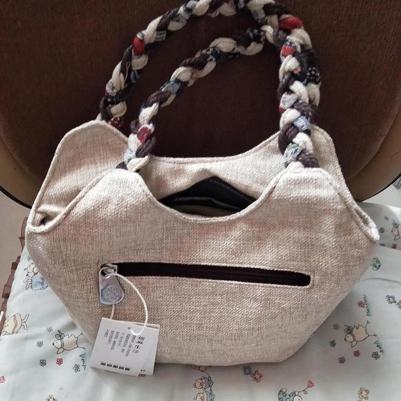 Middle Aged Women Handbag Casual Daily Shopper Ethnic Style  Anvas Cotton and Linen Woven Flower Print Pattern