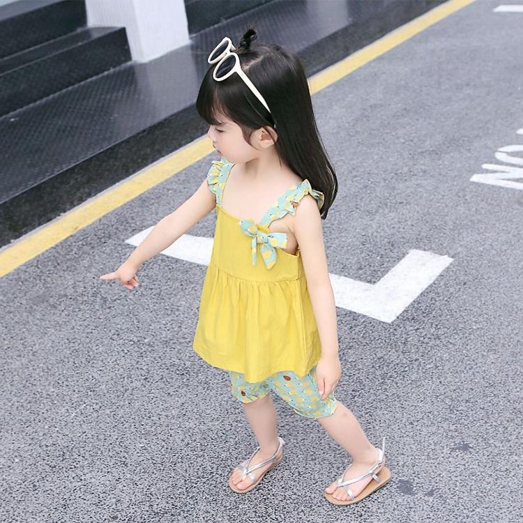 0-1-2-3-4 Years Old Female Baby Pure Cotton Sling Shorts Suit Baby Summer Baby 2-piece Set New