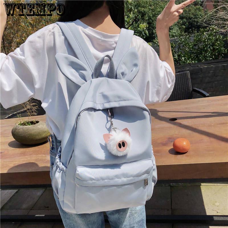 New Cute Cartoon bunny Ears Backpack Girl School Bag  Women Backpack Nylon School Backpack