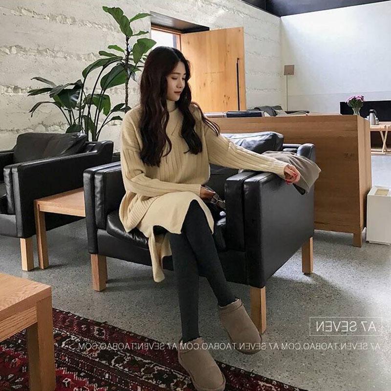 Two-piece Vest Dresses and Sweaters Lady's Winter Long Pullover Female Slim Thick Warm Sweater