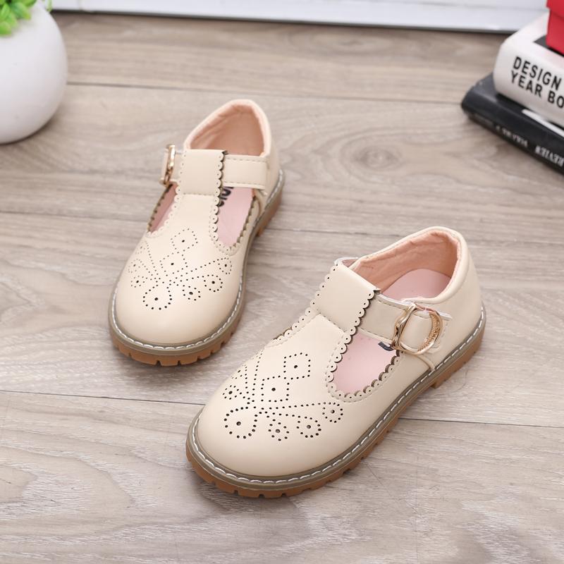 Girl's Soft Soled Hollow Out Breathable Single Shoes Girls' Non Slip Solid Color Princess Shoes