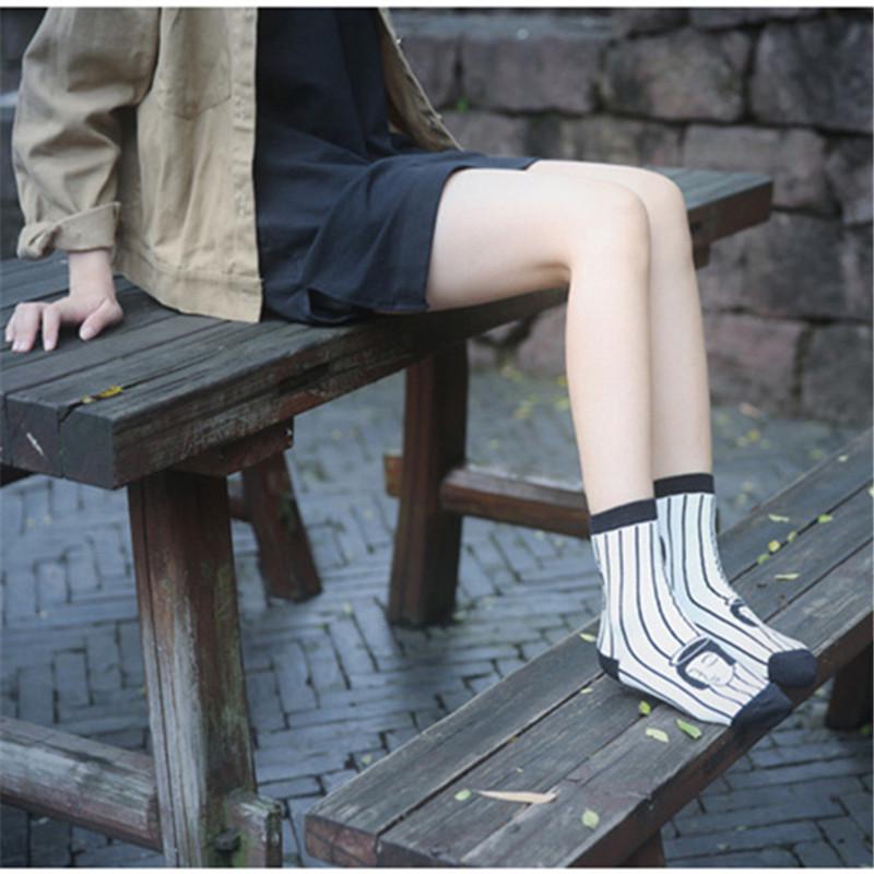 Women Cotton Crew Socks Autumn Winter Fashion New Simple Creative Fun Printing Trend Short Socks