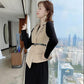 Spring and Autumn New Style Temperament Vest Vest Jacket Female Thin Temperament Mid-length Dress Two-piece Lady Elegant Style