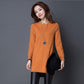 Women's Mid-length Pullover Sweater Loose Simple Irregular Hem Bottoming Sweater  Knitted Sweater Dress  with Pockets