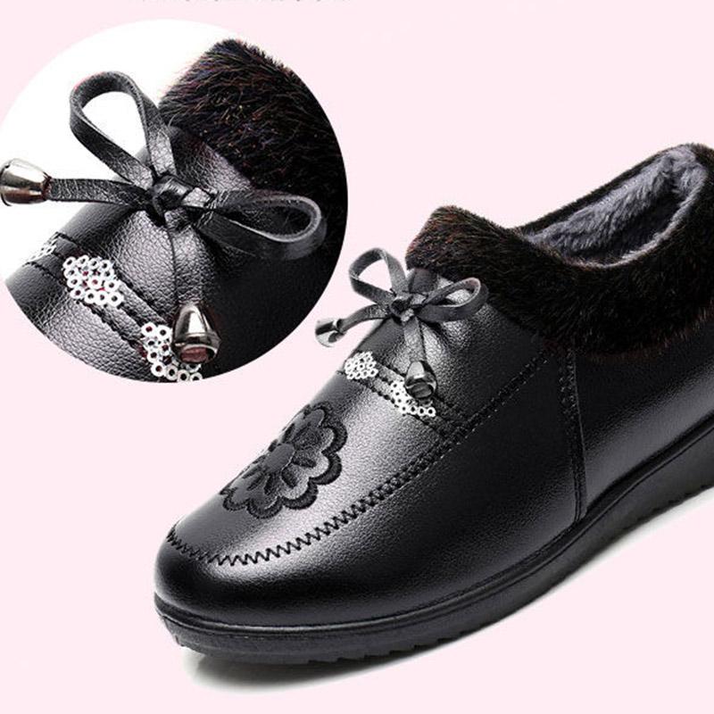 Women's Winter Cotton Shoes Plus Velvet Thick Warm Shoes Soft Bottom Non-slip Mother Shoes