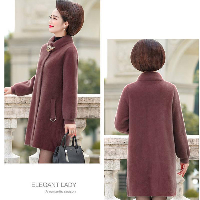 Imitation Mink Velvet Jacket Women's Mid-length Loose Large Size Temperament Woolen Coat Women's Thermal Cotton Jacket