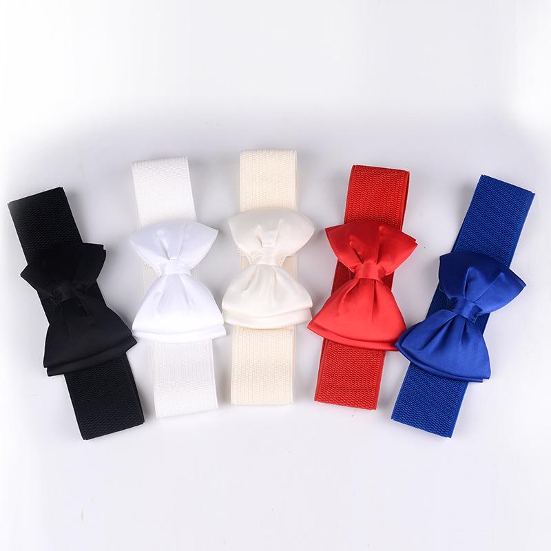 Elastic Belt Ladies Chiffon Bow High Elasticity Snap Wide Belt