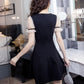 Women's Summer Dress Slim Solid Color V-neck A-line Skirt