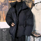 Winter Hong Kong Style Ins Solid Color Cotton Jacket Men's Korean Version of Loose Thickened Stand-up Collar Bread Suit Jacket Cotton Jacket Trend
