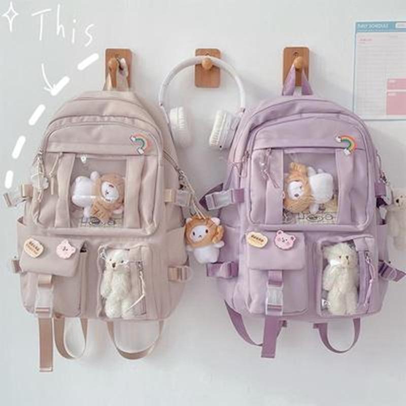 Largecapacity High School Student Backpack Junior High School Student School Bag Female Korean Version of Girl Backpack