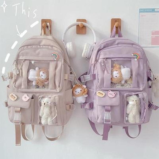 Largecapacity High School Student Backpack Junior High School Student School Bag Female Korean Version of Girl Backpack