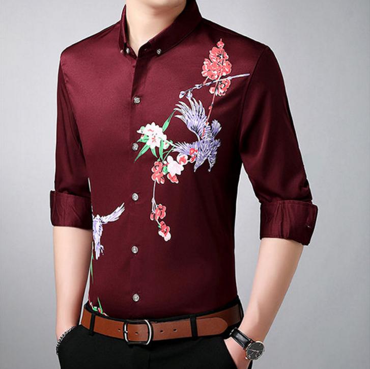 Men's Long Sleeve Slim Shirt Korean Fashion Trend Shirt Casual Business British Hair Stylist Clothes