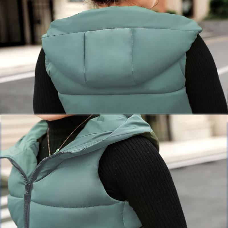 Winter Ladies Hooded Down Vest Jacket Fashion Glossy Down Cotton Sleeveless Jacket Thicken Warm Winter Vest