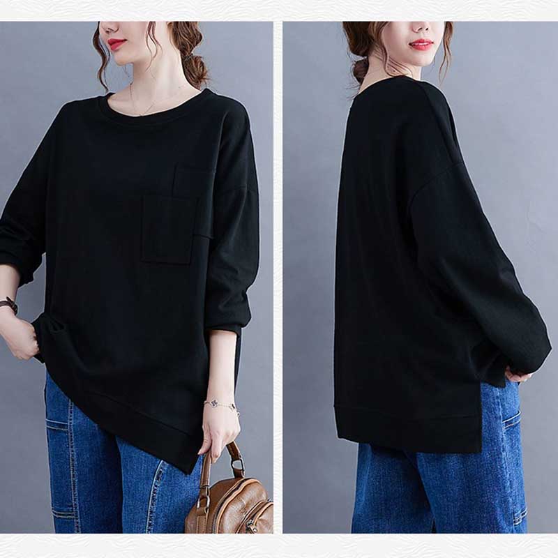 Spring and Autumn Models Plus Fertilizer Plus Size Long-sleeved Sweater Women's Loose T-shirt Sweatshirts