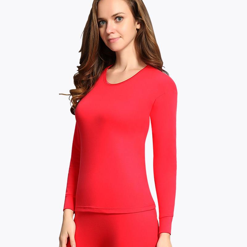 Women Winter Autumn Warm Clothes Thermal Underwear O-neck Tops Pants Tight Thicken Windproof Comfortable Soft Lining Long Sleeve High Elasticity Slim