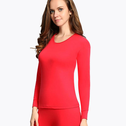 Women Winter Autumn Warm Clothes Thermal Underwear O-neck Tops Pants Tight Thicken Windproof Comfortable Soft Lining Long Sleeve High Elasticity Slim