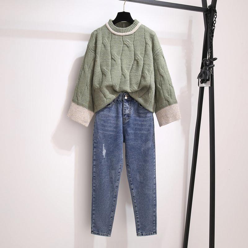 Coarse Wool Sweater Women's Short Loose Loose Outer Wear Twist Hedging Small Lazy Wind All-match Blouse Autumn and Winter Thickening
